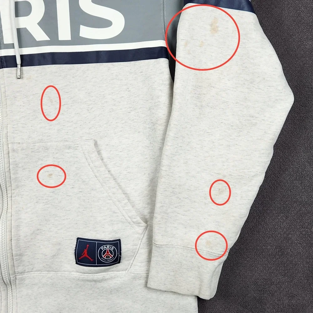 Jordan Paris Saint-Germain Fleece Hoodie Mens XL Gray Full‎ Zip DB6481-051